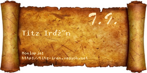 Titz Irén névjegykártya
